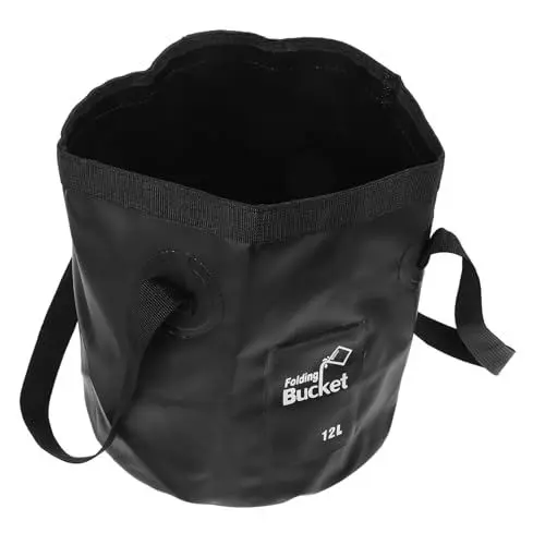 Produktbild: Warmhm Zusammenklappbarer Eimer Fußtränkeeimer Tragbar Fußeinweicheimer Camping-wascheimer Reise-wassereimer Camping Wassereimer Klappbarer Wassereimer Campingzubehör Sandwich-Tuch Black
