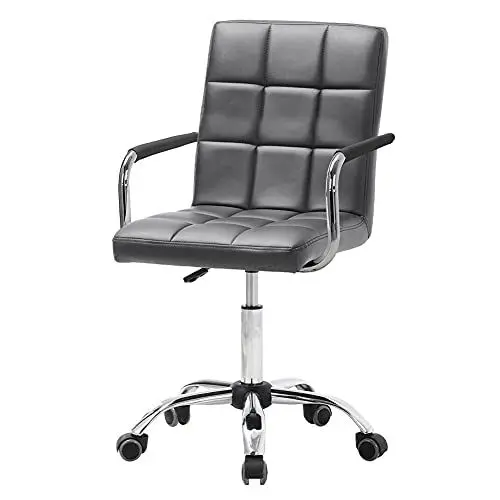 Produktbild: Warmiehomy Bürostuhl Ergonomischer Schreibtischstuhl Höhenverstellbarer Chefsessel mit Armlehne Drehstuhl mit Rollen Computerstuhl aus Kunstleder für Arbeitszimmer Schlafzimmer Grau
