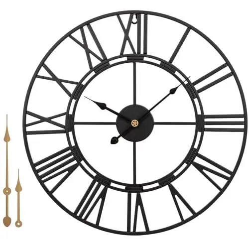 Produktbild: Warminn Wanduhr Groß Ohne TickgeräUsche Lautlos Römische Ziffer Quarz Batterie Betriebene Wanduhr Einfach zu Lesen für Zimmer Zuhause KüChe Schlafzimmer Büro Schule (40cm)