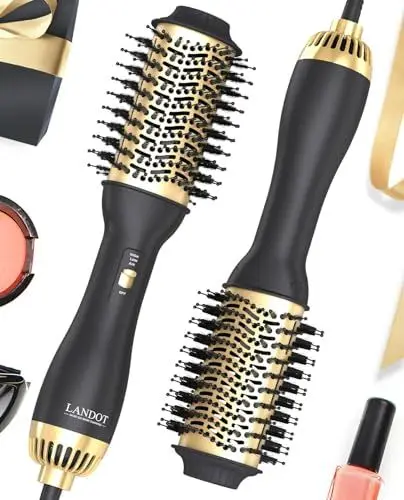 Produktbild: Warmluftbürste Rundbürstenföhn Stylingbürste Föhnbürste Heißluftbürste: One-Step Ionic Haartrockner u. haarbürste für Volumen Glanz - Professionell Glättbürste Volumenbürste Heißluftkamm und Styler