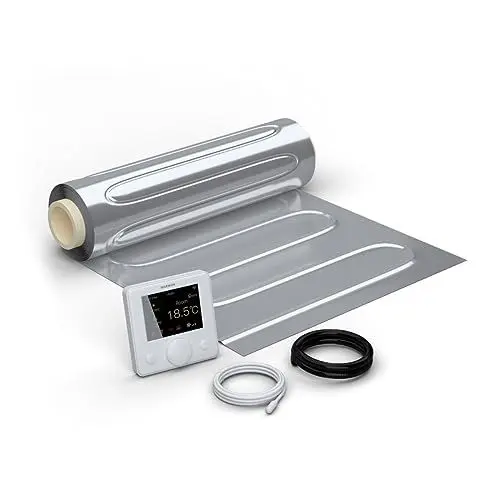 Produktbild: WARMON elektrische Fußbodenheizung für Laminat: Zweiader-Heizmatte mit Aluminiumfolie AluPro-150 (150 W/m²) mit Smart Thermostat R7C-716 WIFI Farb-LCD weiß - 9 m²