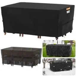 Produktbild: WARMTUYO Abdeckung Gartenmöbel Winterfest, Gartenmöbel Abdeckung Wasserdicht Schutzhülle Anti-UV 420D Oxford Gewebe Abdeckplane Gartenmöbel für Gartentische Terrassenmöbel Outdoor-Tisch 242x162x100cm
