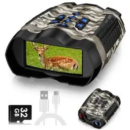 Produktbild: WARMTUYO Nachtsichtgerät, 4K-Fernglas mit Kamera, 9-Gang-Nachtsicht, 10-facher optischer Zoom, 4000mAh Wiederaufladbares Nachtsichtgeräte, 3.5'' HD-Display, 9 Stufen IR für Jagd Camping Beobachtung
