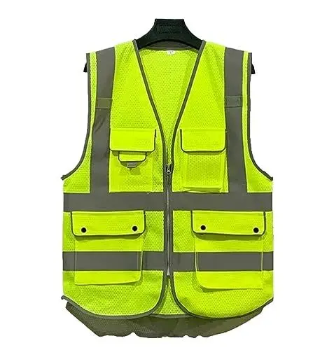 Produktbild: Warnweste Reflektierend Reflektierende Sicherheitsweste Hohe Sichtbarkeit Atmungsaktive Arbeitskleidung Mit Taschen Und Reißverschluss For Bau, Verkehr, Sicherheitsarbeit Sicherheitsweste(XXL)