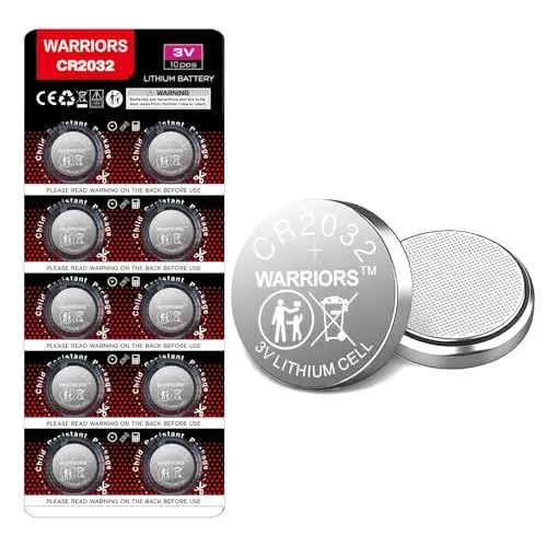 Produktbild: Warriors 10X 2032 Batterie Knopfzellen CR2032 Batterien 3V, Kapazität 240 mAh, kindersichere Verpackung, für den Einsatz in Schlüsselanhängern, Waagen, medizinischen Geräten (10X)