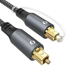 Produktbild: WARRKY Optisches Audiokabel, Optical Audio Cable, (Nylon Geflochten, Vergoldeter Stecker, Aluminiumhülse) Toslink kabel, Kompatibel mit LG/Samsung Soundbar, Stereoanlage, Heimkino, PS4, Xbox -1,8m
