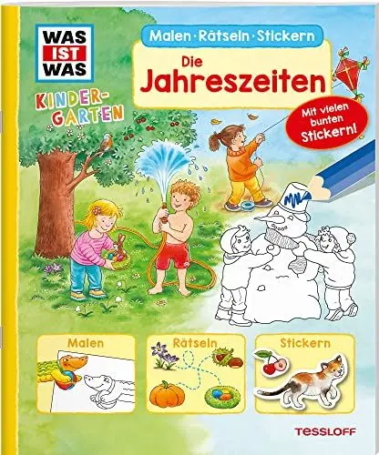 Produktbild: WAS IST WAS Kindergarten Malen Rätseln Stickern Die Jahreszeiten: Malen, Rätseln, Stickern