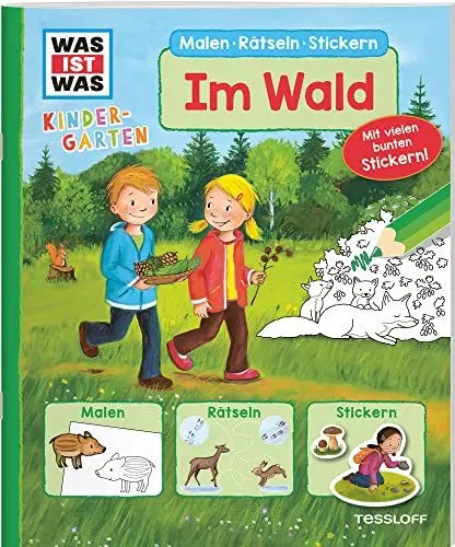 Produktbild: WAS IST WAS Kindergarten Malen Rätseln Stickern Im Wald: Malen, Rätseln, Stickern