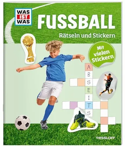 Produktbild: WAS IST WAS Rätseln und Stickern: Fußball / Bunte Rätsel von Sudoku bis Labyrinth / Rätselheft mit 45 Stickern für Kinder ab 8 Jahren: Mit vielen Stickern (WAS IST WAS Rätselhefte)