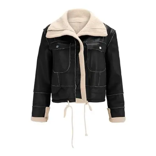 Produktbild: Was Frauen Wollen Prime Mantel Damen Winter Damen Jacke Aus Kunstleder Abgeschnitten Warm Für Den Winter Lammfellmantel Reißverschluss Motorradjacke Oberbekleidung Mit Taschen Damen Strickjacke Gelb