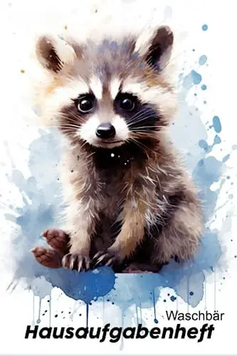 Produktbild: Waschbär Hausaufgabenheft: Einfaches und übersichtliches Hausaufgabenheft für kleine Waschbär Fans