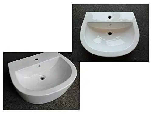 Produktbild: WASCHBECKEN, 60 cm breit, Handwaschbecken/Waschtisch wandhängend auch als Aufsatzwaschbecken geeignet, weiß aus Keramik