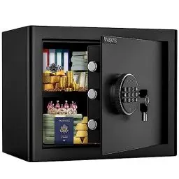 Produktbild: WASJOYE 31L Tresor für Zuhause, Safe Tresor mit Schlüssel Elektronischem Möbeltresor mit Zahlenschloss, Digital Wandtresor für, Geschäft, Büro, Hotel, Geld, Dokumente, Schmuck, Reisepass(30*37*31cm)
