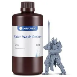 Produktbild: Wasser Abwaschbar Resin Plus, ANYCUBIC 3D Drucker Resin Water Washable, UV Resin 405nm Standard Photopolymer Harz Geringer Geruch für4/6/8K Geeignet LCD 3D Drucker, Grau 1000g