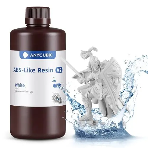 Produktbild: Wasser Waschbares ABS-Like Resin V2, ANYCUBIC 3D Drucker Resin Geruchsarm, Hohe Härte und Haltbarkeit, Hochpräzises 405nm UV-härtendes Harz für 4/6/8K LCD/DLP 3D-Drucker, Weiß 1000g