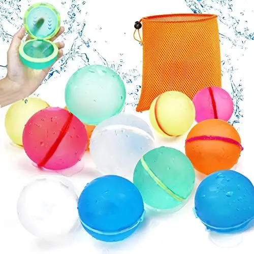 Produktbild: Wasserbomben Selbstschließend, 12 Stück Wiederverwendbare Wasserballons Bomben, Wasserbomben Set Splash Bälle, Einfaches und schnelles Befüllen, Geeignet für Kinder, Erwachsene, Strand, Poolparty