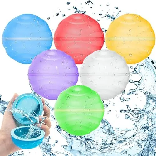 Produktbild: Wasserbomben, Taozoey 6 Stück Wasserbomben Wiederverwendbar, Selbstdichtende Silikon-Wasserbälle, Wasserball, Water Balloons, Outdoor Spielzeug, Wasserspielzeug Kinder