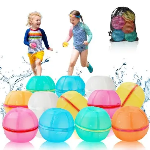 Produktbild: Wasserbomben Wiederverwendbar 12 Stück, Wasserball Wasserspielzeug Kinder Outdoor, Wasserbomben Luftballons Selbstschließend für Kinder Erwachsene Wasserpark