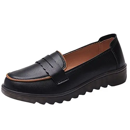 Produktbild: Wasserdicht GrüNe Schuhe Damen Spangenpumps Lederschuhe, Anti-Rutsch-Damen-Einzelschuhe, bequem zu Arbeiten, Damen-Schuh, modische Schuhe MäDchen Absatzschuhe Damen Hallenschuhe Damen (Black, 37)