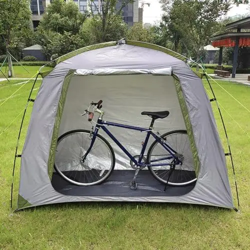 Produktbild: RANRAO Wasserdichtes Outdoor-Schuppen Fahrradzelt, Silber, Fahrradschutz mit Boden, Outdoor-Zubehör, Platzsparende Gartenwerkzeug-Abdeckung