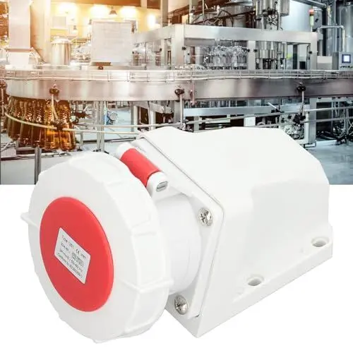 Produktbild: Wasserdichte Industriesteckdose, 5-polig, 32 A, 3P N E, Großer Spannungsbereich, Industrie-Steckdose, Langlebige Konstruktion, Wasserdichte IP67-Steckdose