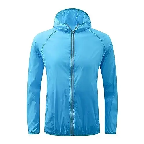 Produktbild: Wasserdichte Jacke für Unisex Atmungsaktives Oberteil mit Kapuze Dünne Lässige Windjacke für Den Außenbereich Regenfester Windbreaker-Hautmantel für Den Außenbereich