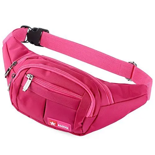Produktbild: wasserdichte Bauchtasche Geeignet für Reise, Sport & alle Outdoor Aktivitäten, Hüfttasche für Damen und Herren, Bauchtasche Wasserdicht Hüfttaschen für Running (Rose Rot)
