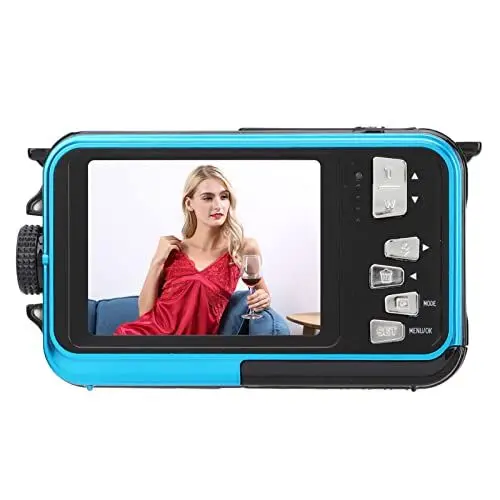 Produktbild: wasserdichte Digitalkamera, Unterwasserkamera Full HD 1080P 30 MP 10 Fuß, 2,7 Zoll LCD-Display, Selfie-Bildschirm, 16-facher Zoom, wasserdichte Kamera Zum Schnorcheln, Camping