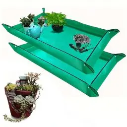 Produktbild: wasserdichte Pflanzen-Umtopfmatte für den Innenbereich, Faltbare Pflanzmatte für den Innenbereich, Sukkulenten-Topfmatte, Tragbare Gartenmatte, 75 x 100 cm (Grün)