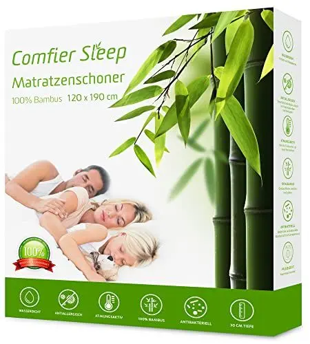 Produktbild: Matratzenschoner 120x190 cm – 100% Bambus Atmungsaktiv Und Anti-Allergisch Wasserdichter Matratzenschoner Mit Optimaler Passform