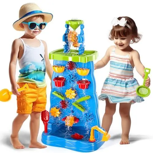 Produktbild: Wasserfall-Wassertisch Wandspielzeug für Kinder Wasserspieltisch, Outdoor-Strandspielzeug, Sommer-Wasserspielzeug und seitliches Wasserspaß-Spielspielzeug für Jungen Mädchen 3 4 5 6 7 8 Jahre