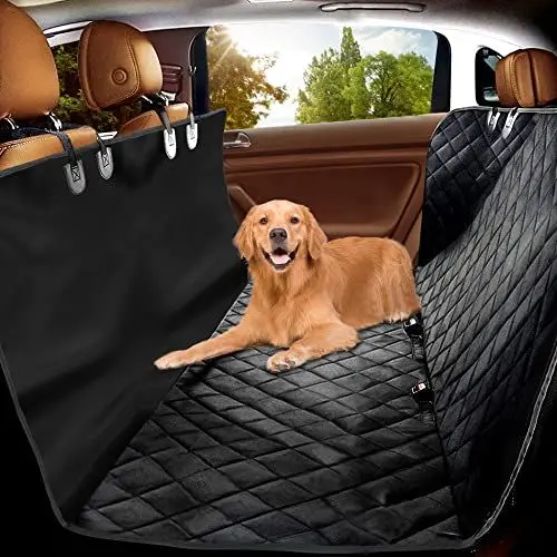Produktbild: Wasserfest Autoschondecke, Wimypet DO01-FBA 147 x 137cm Hundedecke Rückbank, Anti-Rutsch Schondecke Hund Auto mit Einem Kostenlosen Sicherheitsgurt und Tragetasche für Autos Trucks Van SUV