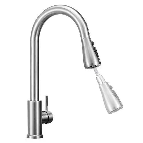 Produktbild: Wasserhahn Küche Ausziehbar Hochdruck Küchenarmatur: 360° Schwenkbar Armatur Mit Brause 3 Modi Edelstahl Mischbatterie Gebürstet Spültischarmatur Für Bad Küchen
