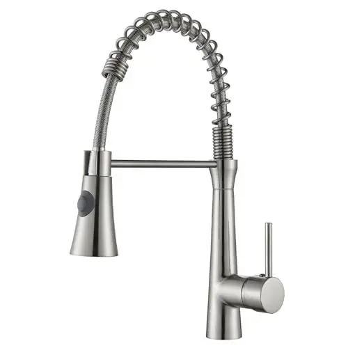 Produktbild: Wasserhahn Küche Edelstahl Hochdruck Küchenarmatur Mischbatterie Küche Spiralfederarmatur mit 360° Drehbar Armatur Küche Spültischarmatur Gebürstet Nickel