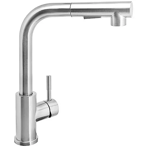 Produktbild: Wasserhahn Küche, SEMANEY Hochdruck Küchenarmatur Ausziehbar 2 Modus, Spültischarmatur Küche 360° Schwenkbar, L Form Armatur Küche Edelstahl, Einhand Mischbatterie Küche mit Brause Ausziehbar