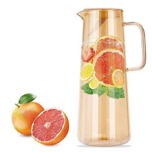 Produktbild: Wasserkaraffe,Glaskaraffe mit Deckel,Teekanne Glas 1.8 L für Heißes Kaltes Wasser, DIY Getränke, Kaffee,Saft, Tee, Milch