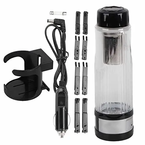 Produktbild: Wasserkocher,Reise Tee Becher Wasser Heizung Becher Flaschenhalter für Instant Nudeln Kaffee Milch 12V/24V 95 Watt 420ml(Schwarz)