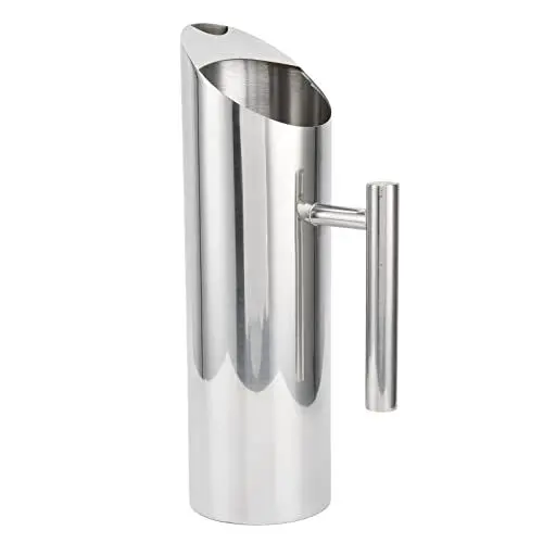 Produktbild: Wasserkrug aus Edelstahl, 1,5 l/2 l, Eisteekrug, Metallkrug mit Eisschutz, Wasserkaraffe mit Deckel, Getränkekrug für Partys (straight 2 liters)