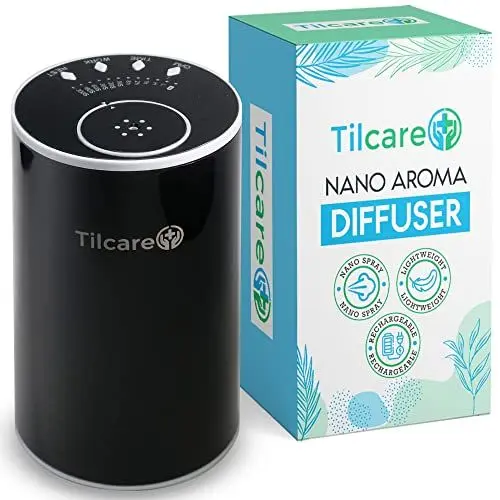 Produktbild: Wasserloser Nano Diffusor für ätherische Öle kabellos für die Aromatherapie – Aroma Diffuser & wiederaufladbar, Duft-Diffusor für Raum- & Autoer, moderner Diffusor für Zuhause & unterwegs