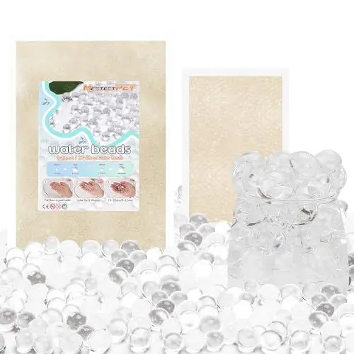 Produktbild: WasserPerlen Set 50000 Stück & 5000 Stück Groß Durchsichtig Wasserperlen, Transparent schwimmende Perlen für Vasenfüller Deko, Water Beads für Pflanzen, Dekoration, Basteln und Vasenfüllern