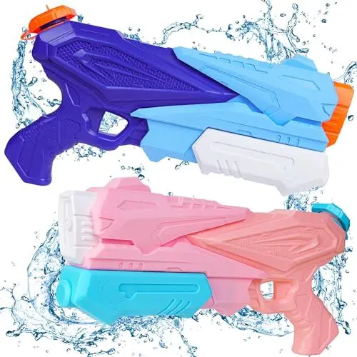 Produktbild: Wasserpistole Spielzeug, 2 Stücke Wasserspritzpistole, Wasserpistole für Kinder mit 8-10 Meter großer Reichweite, Wasserspritzpistole Strandspielzeug für Kinder und Erwachsene, Pool Strand Outdoor