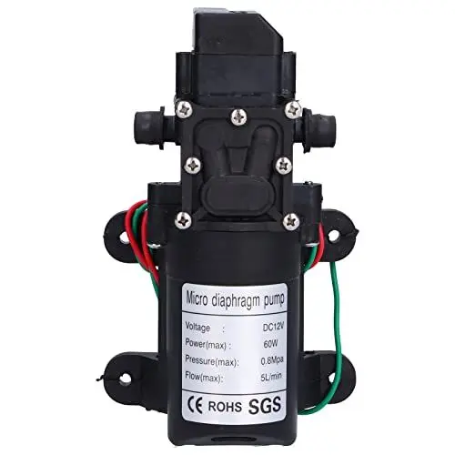Produktbild: Wasserpumpe 12V 60W Selbstansaugende Pumpe 5L/min Membranpumpe mit Druckschalter für Wohnmobil, Wohnwagen, Wasserhähne, Gartenbewässerung, Schwimmbäder, etc.