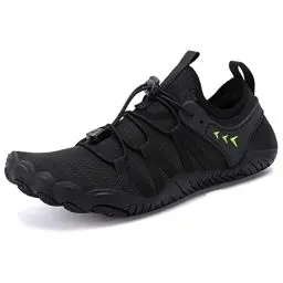 Produktbild: Wasserschuhe Badeschuhe Damen Herren Strandschuhe Schnell Trocknend Drainagelöcher Strand Schwimmschuhe Meeresschuh Surfschuhe Poolschuhe Unisex Barfußschuhe für Kajakfahren Fitnessstudio Schwarz EU43