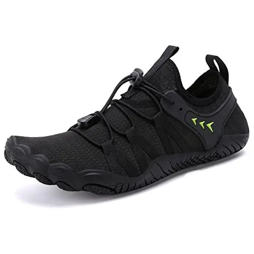 Produktbild: Wasserschuhe Badeschuhe Damen Herren Strandschuhe Schnell Trocknend Drainagelöcher Strand Schwimmschuhe Meeresschuh Surfschuhe Poolschuhe Unisex Barfußschuhe für Kajakfahren Fitnessstudio Schwarz EU43