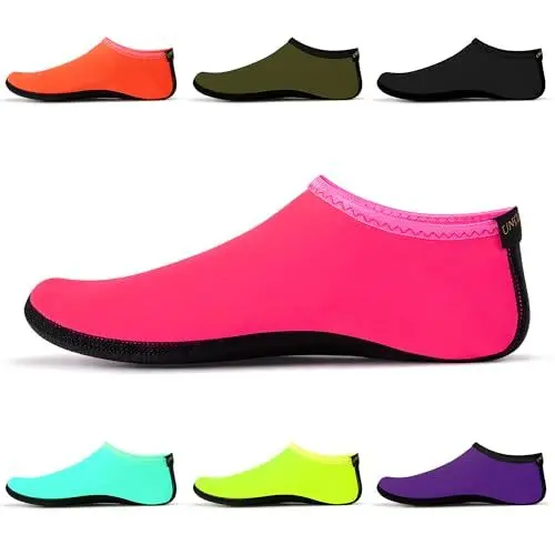 Produktbild: Wassersocken – Unisex-Indoor-Yoga-Socken, Barfuß-Wasserschuhe, Strand, Surfen, Tauchen, Heim-Slipper, Pool für Kinder und Erwachsene Rot EU Größe 41 bis 42 SWA15RYXL