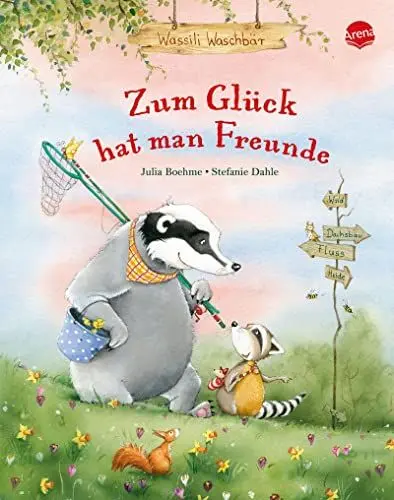Produktbild: Wassili Waschbär. Zum Glück hat man Freunde: Bilderbuch mit Goldfolienprägung auf dem Cover und auf allen Innenseiten