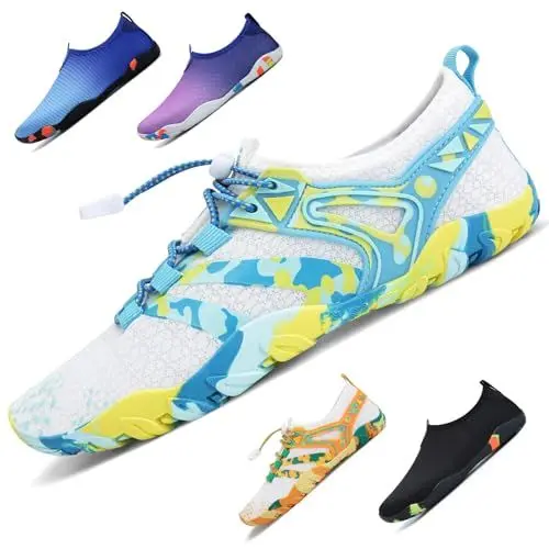 Produktbild: WateLves Badeschuhe Damen Herren Wasserschuhe Schwimmschuhe Strandschuhe Aquaschuhe Schnell Trocknend Surfschuhe Unisex Sommer(Tarnung Blau 36)
