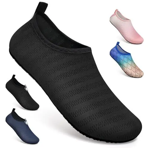 Produktbild: WateLves Wasserschuhe für Damen Herren Kinder Unisex Badeschuhe Schwimmschuhe Strandschuhe Schnelltrockend Aquaschuhe Surfschuhe Barfuss Schuhe X Tw Schwarz 46/47 EU