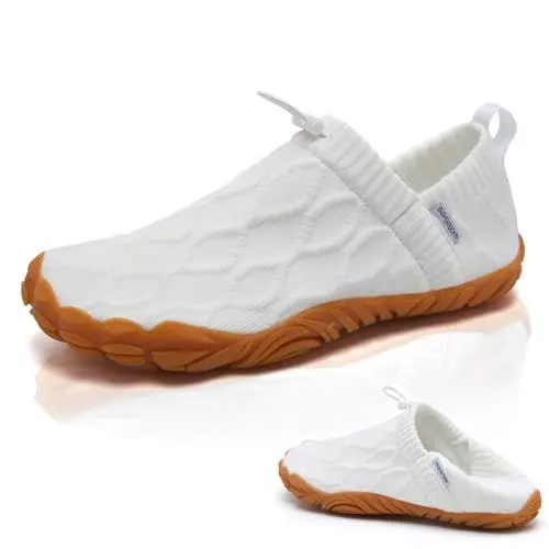 Produktbild: WateLves Barfußschuhe Damen Herren Zehenschuhe Traillaufschuhe Weich Hausschuhe Bequem Barfussschuhe Fitnessschuhe Männer Frauen Trainingsschuhe für Joggen Wandern Minimalistische (097Weiß,41EU)