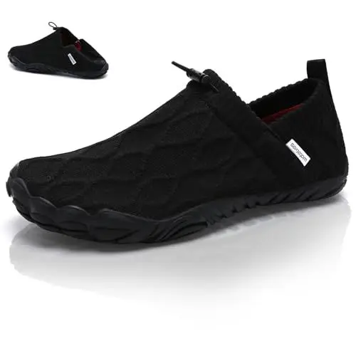 Produktbild: WateLves Barfußschuhe Damen Herren Zehenschuhe Traillaufschuhe Weich Hausschuhe Bequem Barfussschuhe Fitnessschuhe Männer Frauen Trainingsschuhe für Joggen Wandern Minimalistische (Schwarz,39EU)